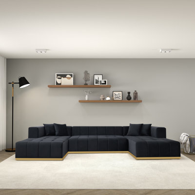 Hirotada U-Shape Velvet Corner Sectional Sofa