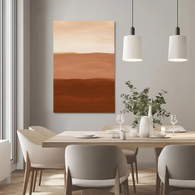 Desert Landscape with Rolling Sand Dunes under Hazy Sky Canvas Wall Art - Gallery Wrap Canvas with Solid Wood Inner Frame, Ready to Hang