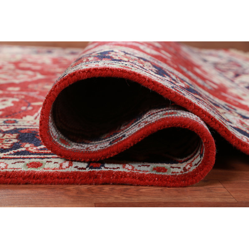 Tapis oriental rouge à motif floral Oushak 6 x 9