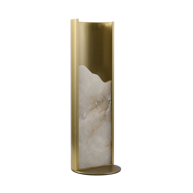 Lampe de table en aluminium teinté 1 lumière avec albâtre blanc