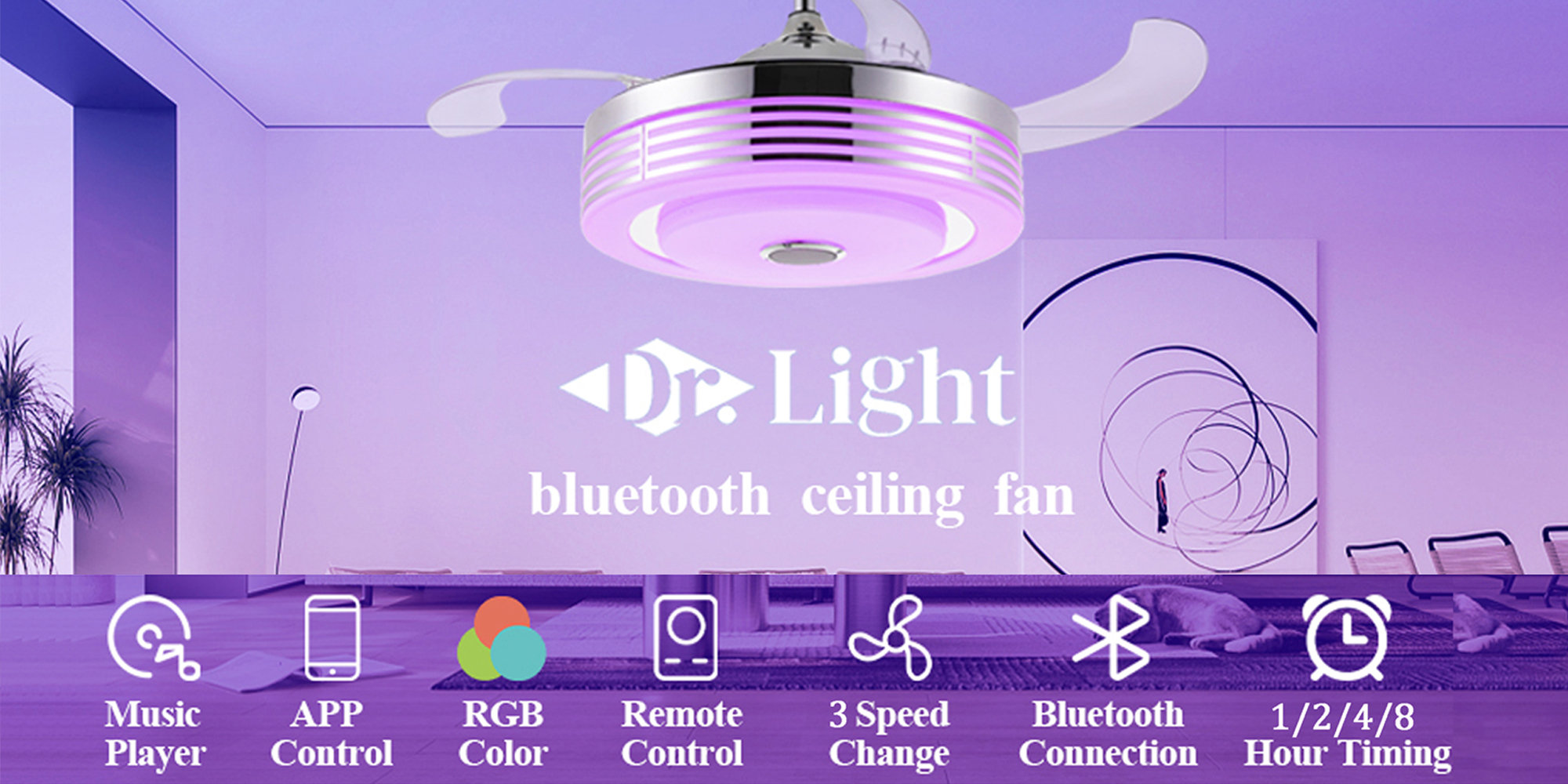 Orren Ellis Modern Smart Ceiling Fan with Light and Bluetooth Speaker