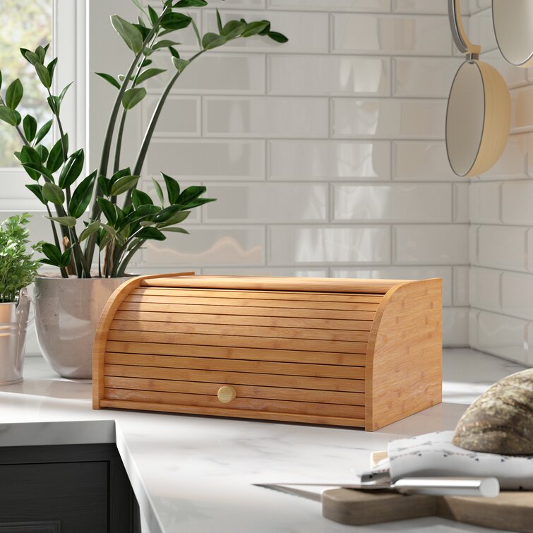 Acacia Wood Roll Top Bread Box and Storage Box