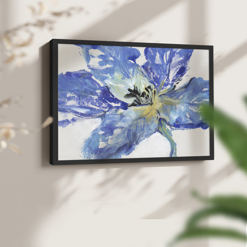 Fleur Bleue II -Framed Print - Restickable, 11" H x 14" W, Black