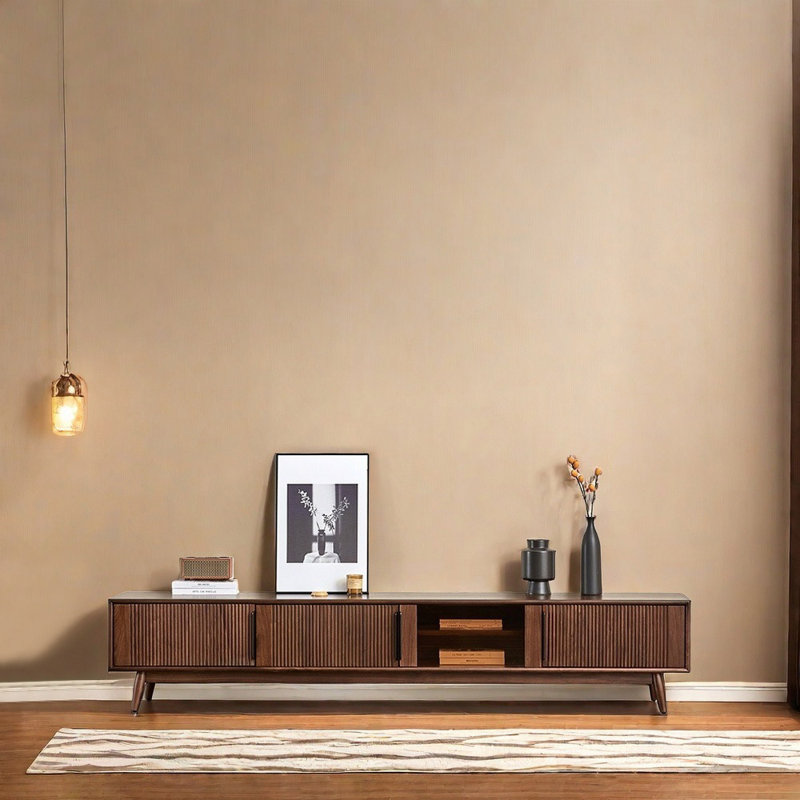 Retro solid wood TV stand, 70.87"