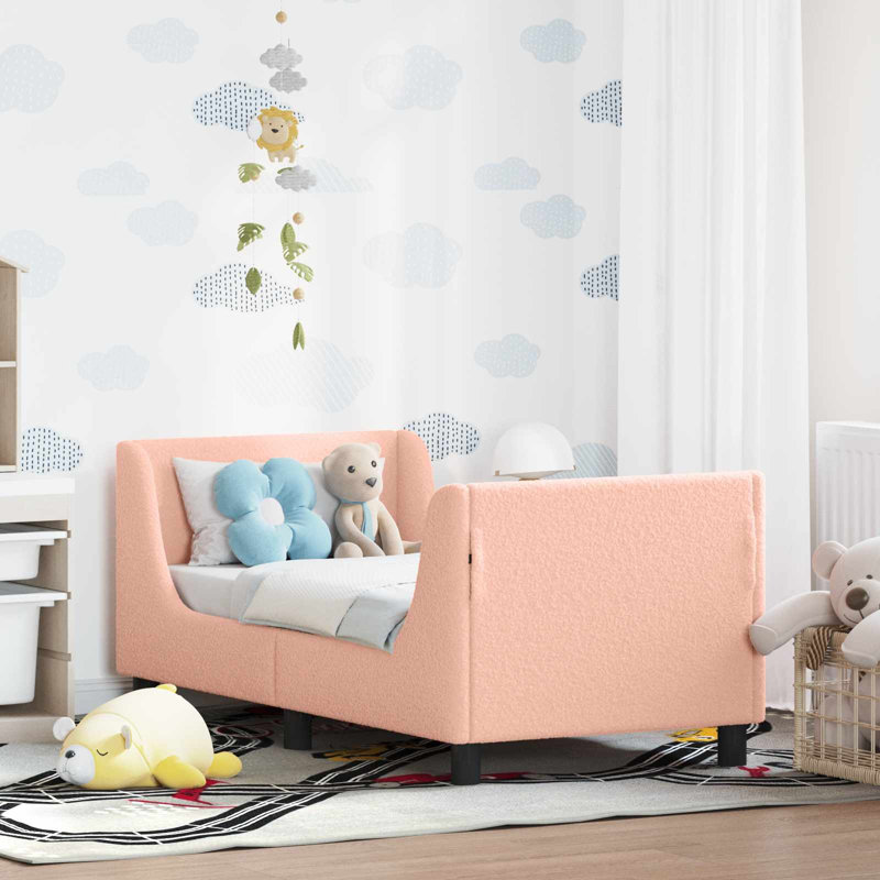 Bed Frame, Light Pink/Black, Cot Bed / Toddler (70 x 140cm)