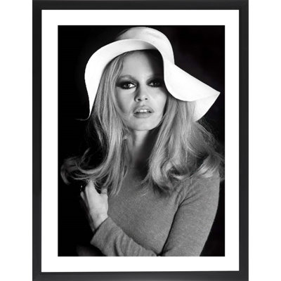Brigitte Bardot With Hat - Print on Wood