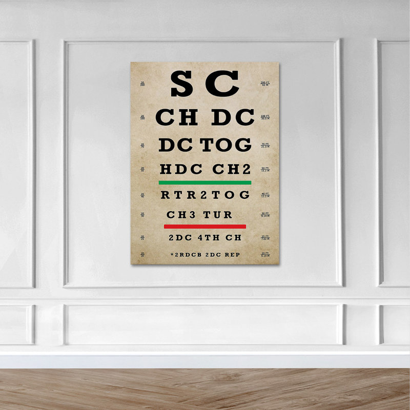 «Board To Read Crochet Pattern» - SC CH DC DC TOG HDC CH2 - 1 pièce, impression sur toile tendue, H 20 po x l 16 po x P 2 po