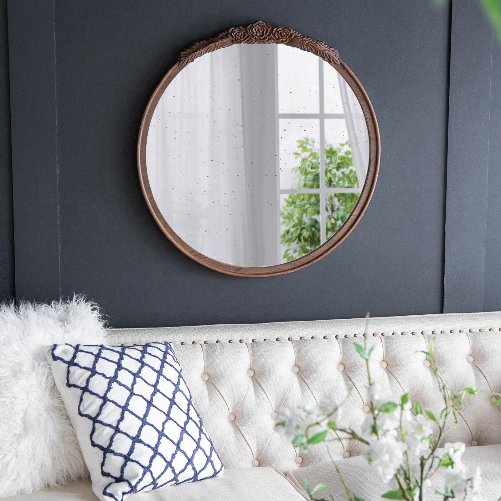 Langosta 30" Accent Mirror, Brown, 30.1"H x 29.1"W