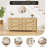 Rattan Dresser for Bedroom – 6-Drawer Wooden Chest with Handwoven Panels & Brass Handles – Boho Storage Cabinet & TV Stand – Waterproof Organizer for Living Room, Nursery, Hallway – Oak Finish