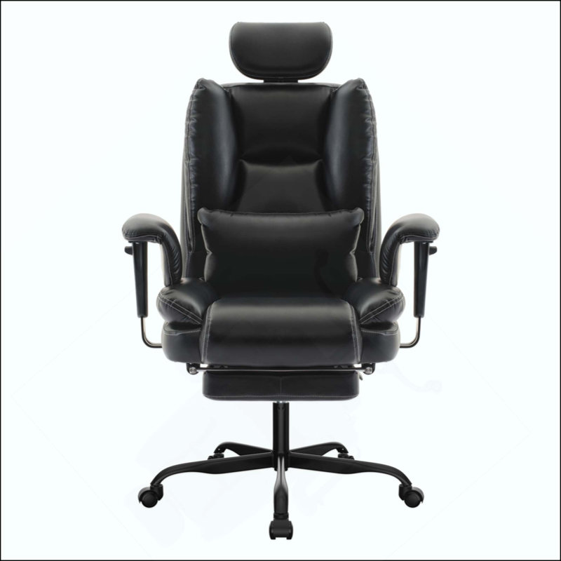 Chaise de bureau ergonomique en similicuir de 200 kg avec support lombaire et dossier haut, chaise de bureau ergonomique avec appui-tête relevable