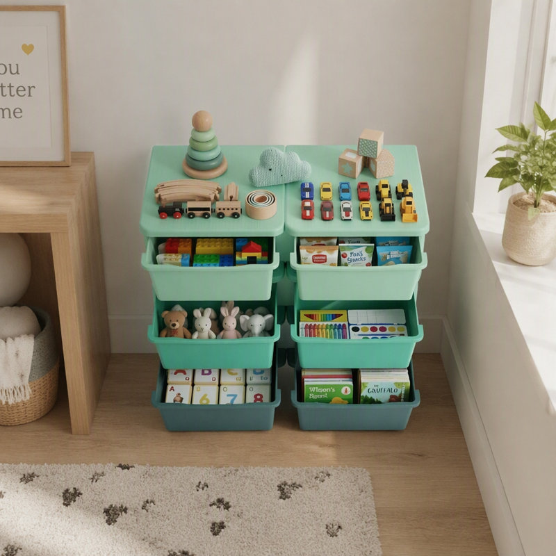Tour de rangement verticale avec tiroirs, meuble de rangement à jouets à plusieurs niveaux pour chambre et salon