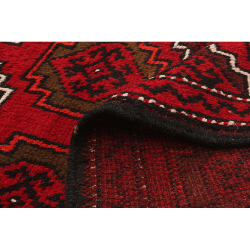 One-of-a-Kind 3'6" X 5'2" 1980s Wool Area Rug in Red