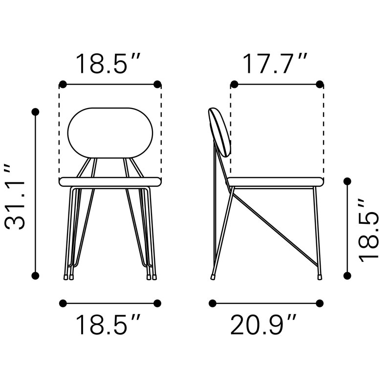 Ensemble de 2 chaises Tracer gris et or