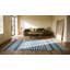 Early 20th Century Blue White Stripes Antique Indian Cotton Dhurrie Flatweave Rug