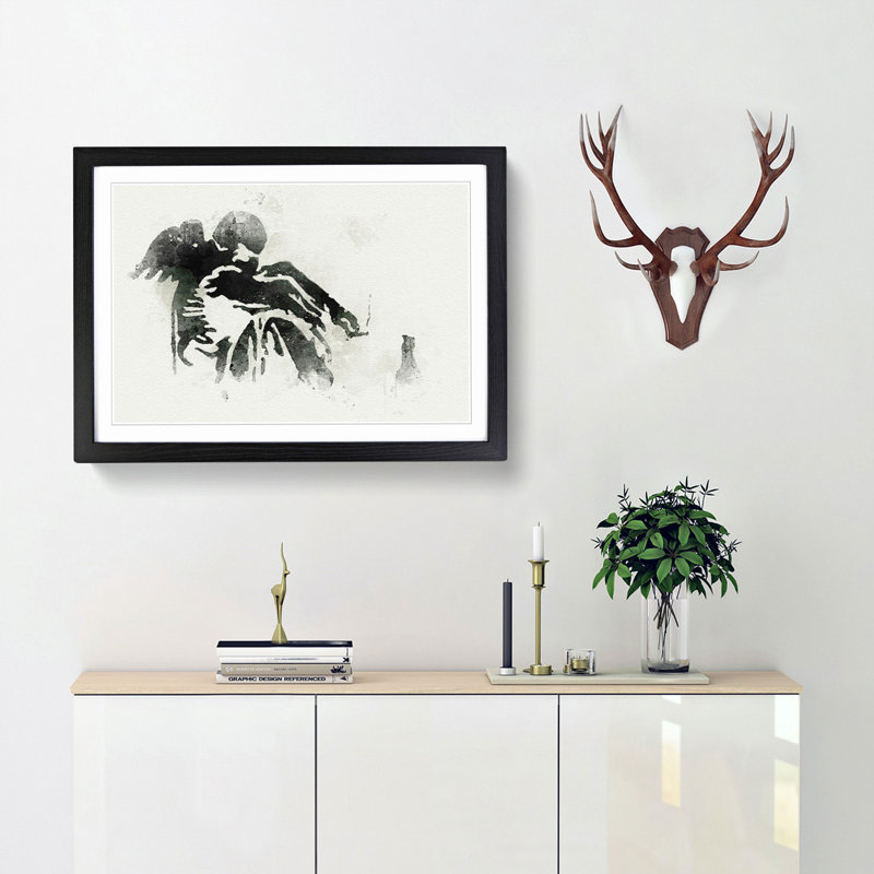 Drunken Angel by Banksy - Picture Frame Graphic Art Print, 62cm H x 87cm W x 2cm D, Black Framed