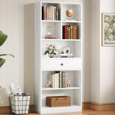 Bookshelf With Drawers, Bookshelves Floor Standing 6 Tiers Display Storage Shelves 70 In Tall Bookcase For Home Office Living Room Bedroom by Latitude Run