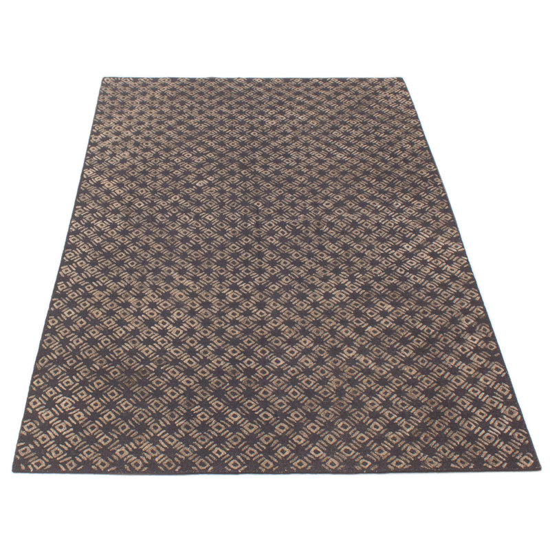 Tapis unique en laine noir kaki clair 5 pi 2 po x 7 pi 5 po Grogan