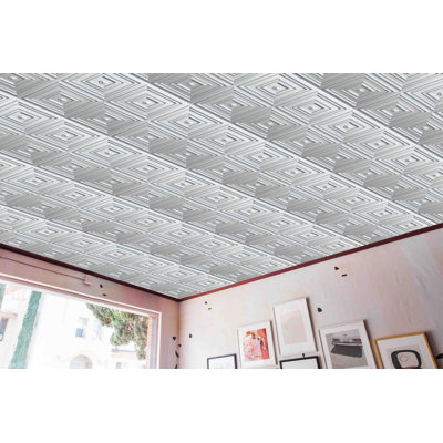 Falkirk Perth 24 in. L x 24 in. W High Gloss PVC Glue Up Ceiling Tile