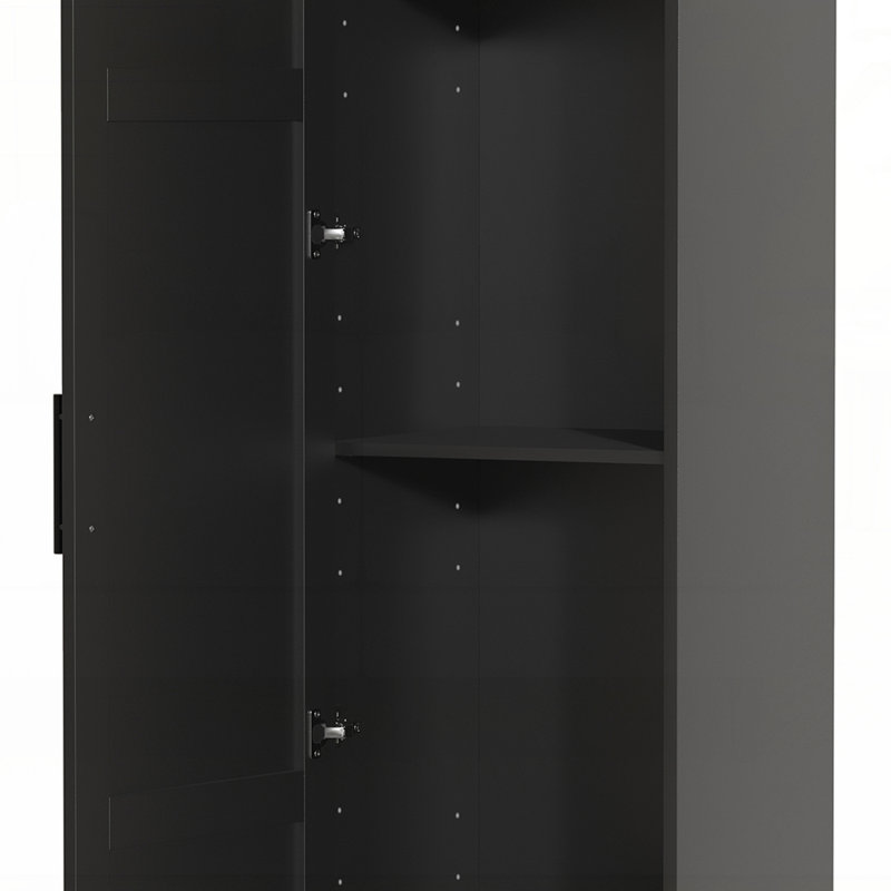 Armoire de rangement haute et étroite avec 3 tablettes réglables, porte simple, armoire d'angle peu encombrante pour les petits espaces