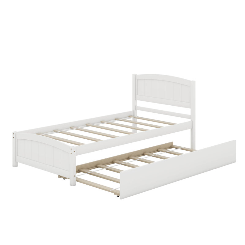 Lit plateforme simple avec lit gigogne, Blanc