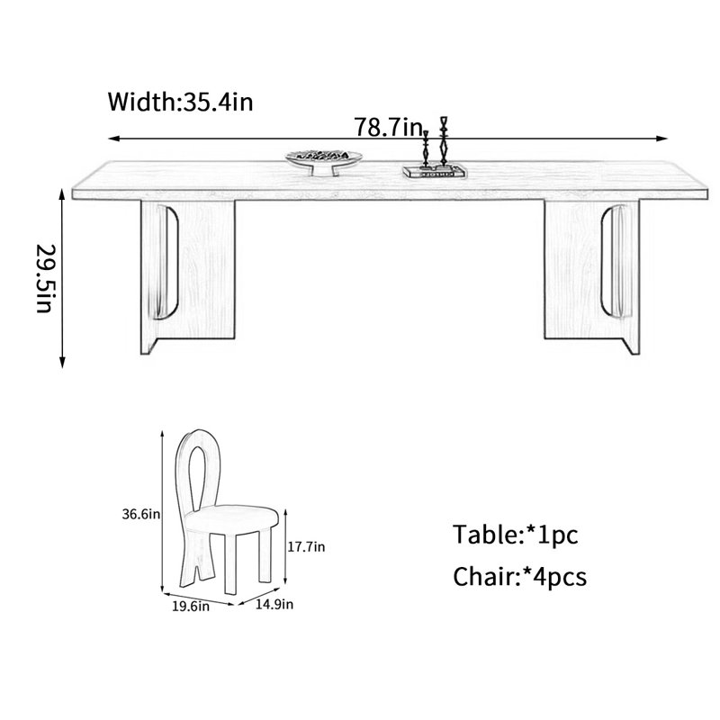 Ensemble de salle à manger Kester, H 29,5 po x L 78,7 po x l 35,4 po