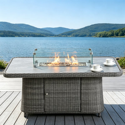 Ebba Aluminum Adjustable Height Fire Pit Table