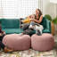 Petit repose-pieds rembourré en fausse peau de mouton rose, siège repose-pieds polyvalent rembourré de microbilles pour décorer un salon moderne