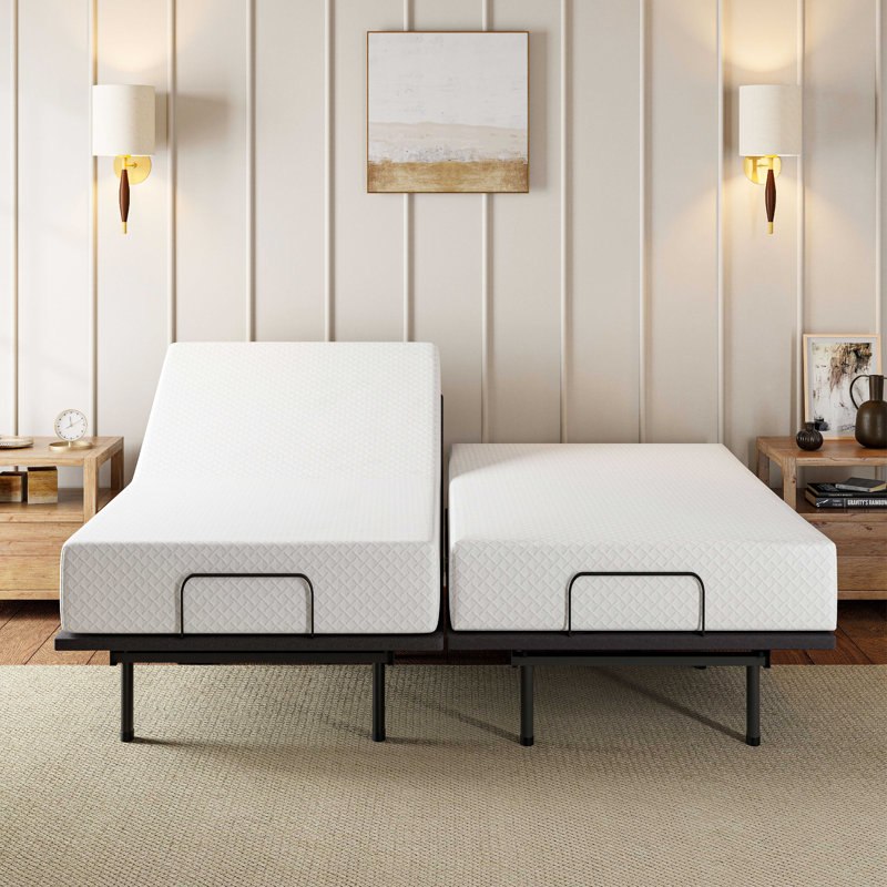 Split King Adjustable Bed With 12”memory Foam Mattress, Wireless Remote Control