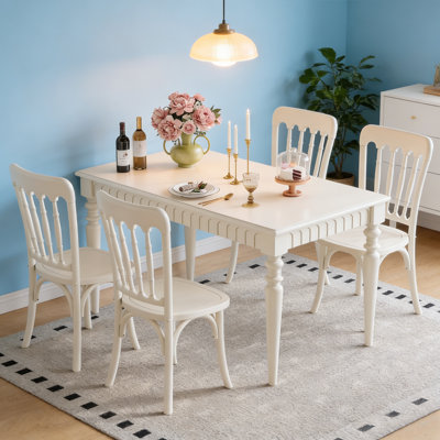 French-style Cherry Wood Solid Dining Table Sets