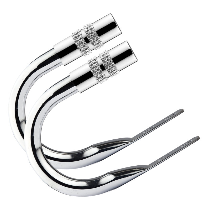 Diamante Brushed Silver 20cm Curtain Holdback, Chrome
