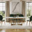 Grande table de salle à manger rectangulaire extensible de luxe moderne de 71 à 95 po pour table 6-10 en pierre frittée blanche brillante, base en acier inoxydable Bura