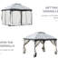 Auvent de jardin 10 'x 12', gris, structure en acier massif, double toit ventilé et parois latérales en filet à fermeture à glissière pour abri de jardin pour activités extérieures, zone de confort
