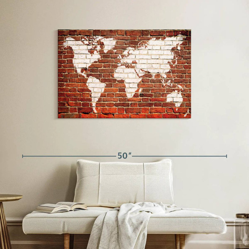 Aliaz World Map On Bricks, 26" H x 39" W