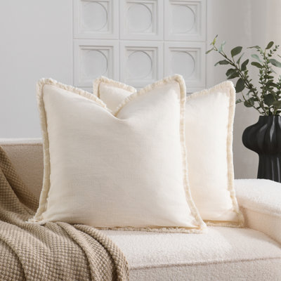 Housse de coussin en lin délavé texturé Boho Farmhouse
