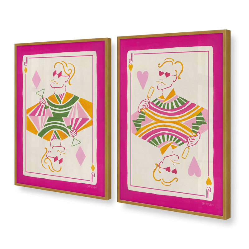 Ensemble de 2 impressions Pop Queen, 18" x 12", Framed Print, Polished Gold