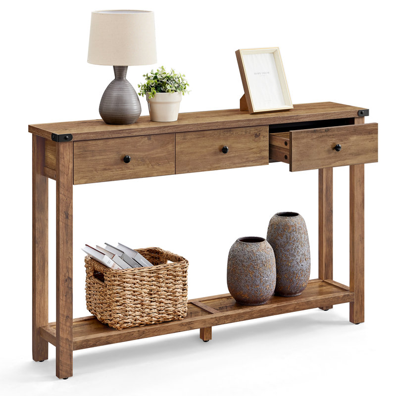 Sahai Console Table with 3 Drawers, Honey Brown, 30.3'' H x 47.6'' W x 9.8'' D