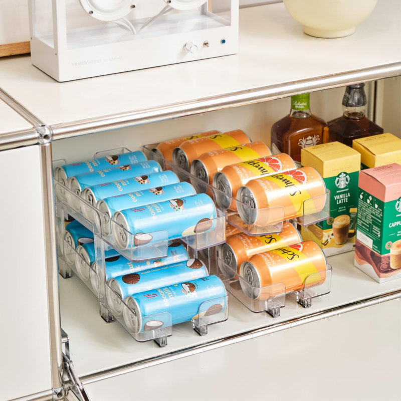 2 Pack Soda Can Organizer,Soda Can Dispenser For Refrigerator,Adjustable Width Can Organizer For Refrigerator,Pantry,Cabinet,Countertop