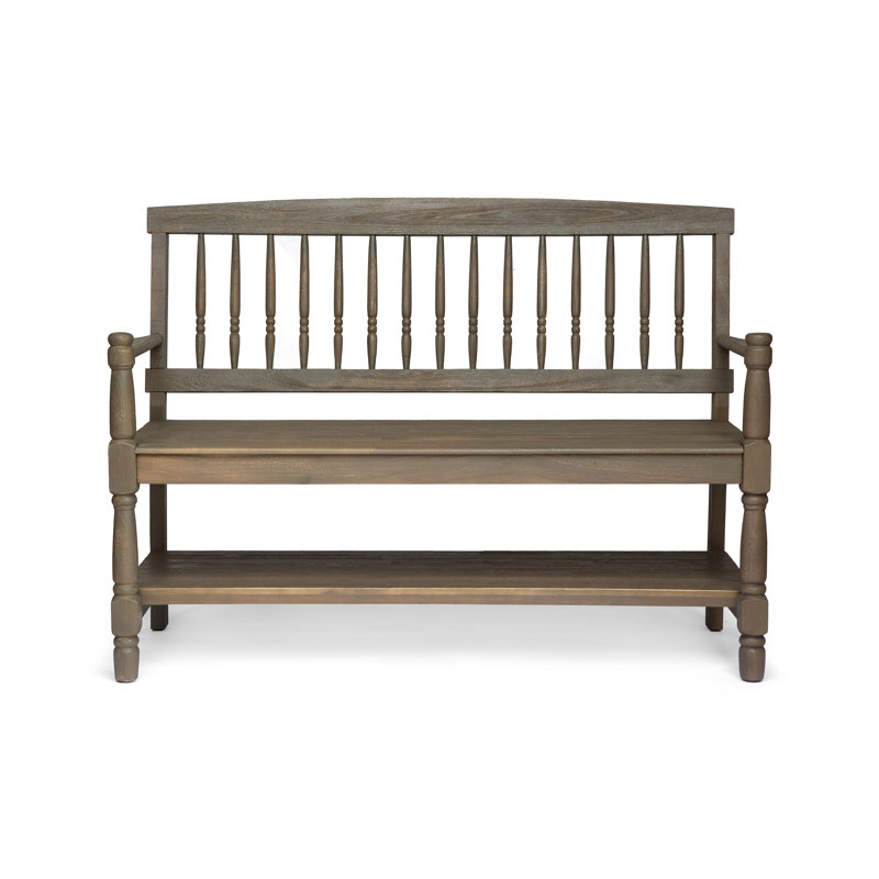 Banc de rangement en bois massif, Gris