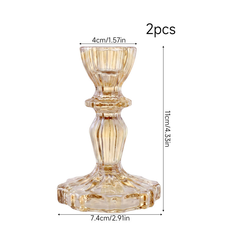 2 Pack Glass Candlestick Holders