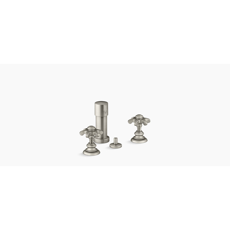 Robinet de bidet espacé avec poignées Artifacts, Nickel brossé éclatant, Prong