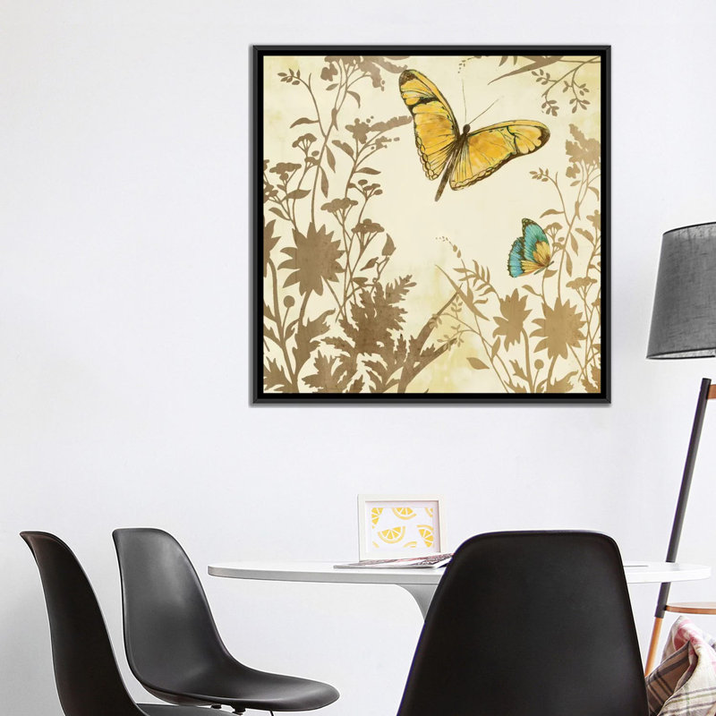 «Butterfly in Flight I», impression sur toile, H 18 po x l 18 po x P 1,5 po, Toile avec cadre noir, Pas de tapis