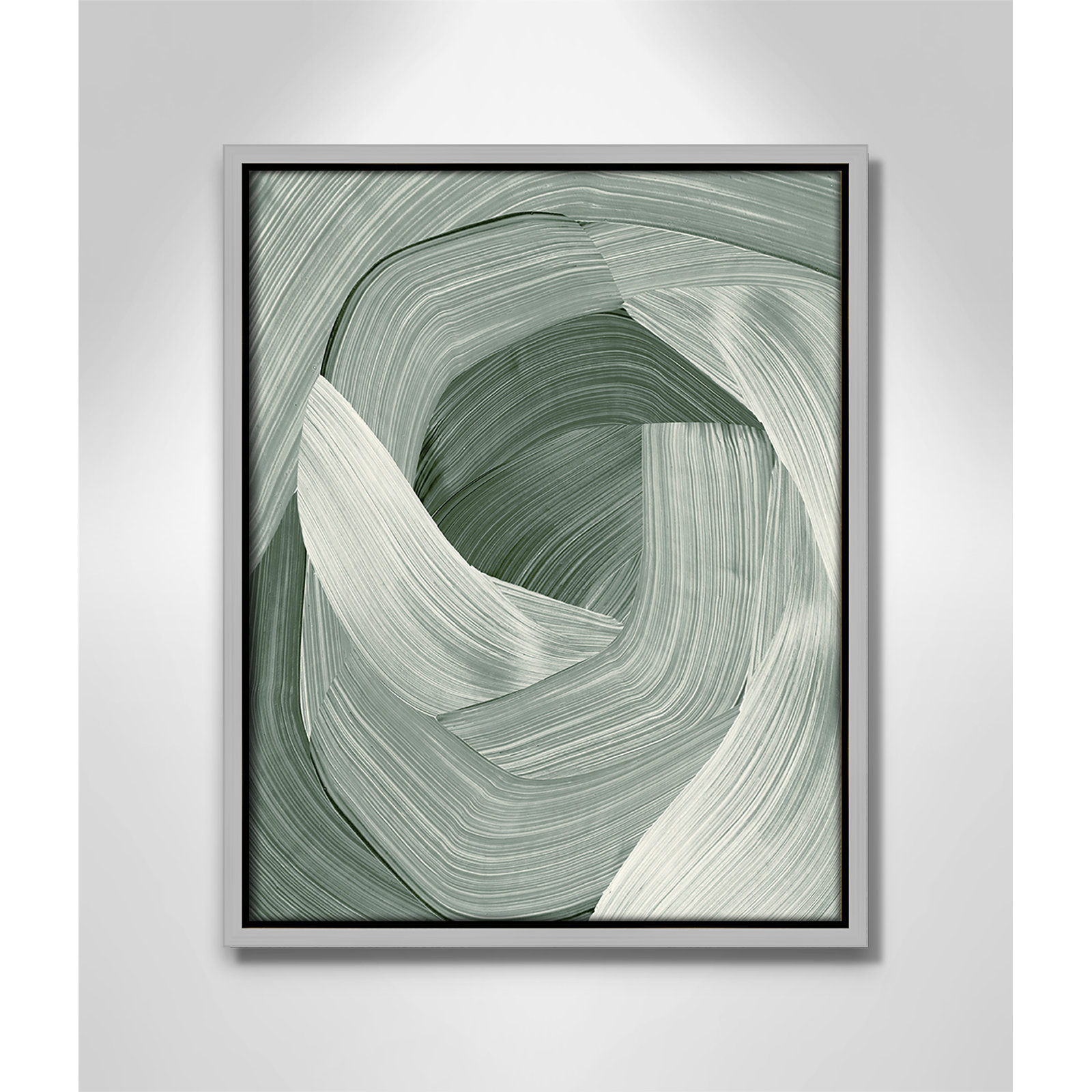 Enriched Emerald - Floater Frame Graphic Art Print on Canvas, Silver , 15.5" H x 12.5" W