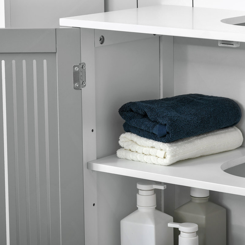 Armoire sous le lavabo avec portes, meuble-lavabo avec tablettes réglables