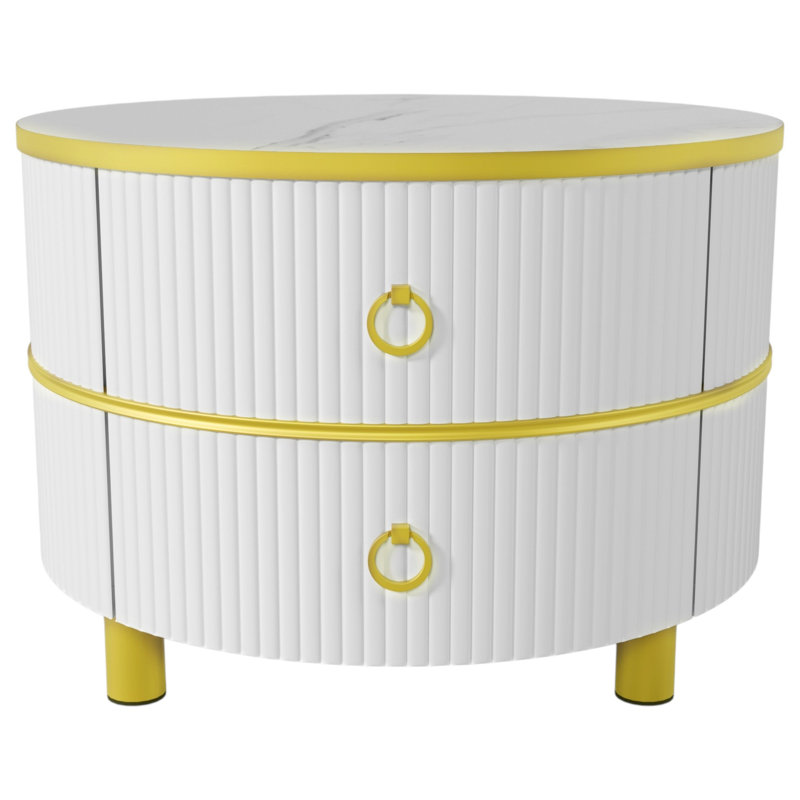 Aveanna Coffee Table with Storage, Brown/White Marble, White