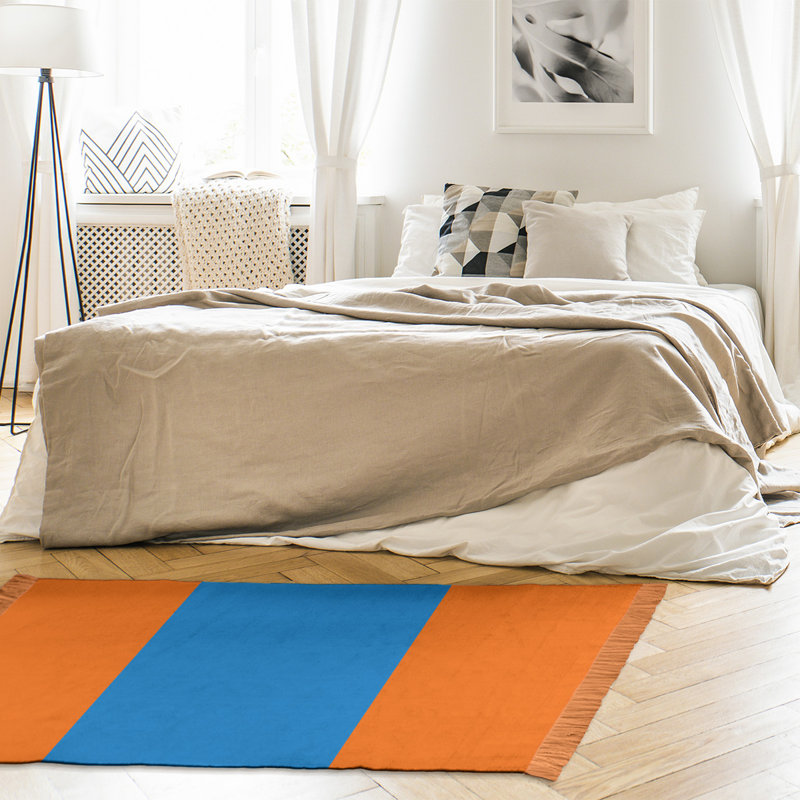 Tapis orange/bleu tissé à plat Miami, Oui