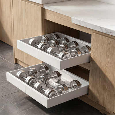 Pull Out Cabinet Organizer, 2 Pack Expandable (Pull to Widen), Heavy Duty Pull-Out Drawer with Adhesive Tape, For Kitchen Storage Cabinets