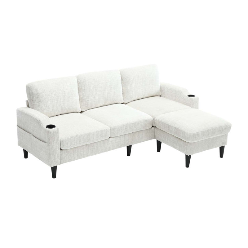 Adylynn Upholstered L-Shaped Sectional, Beige Chenille