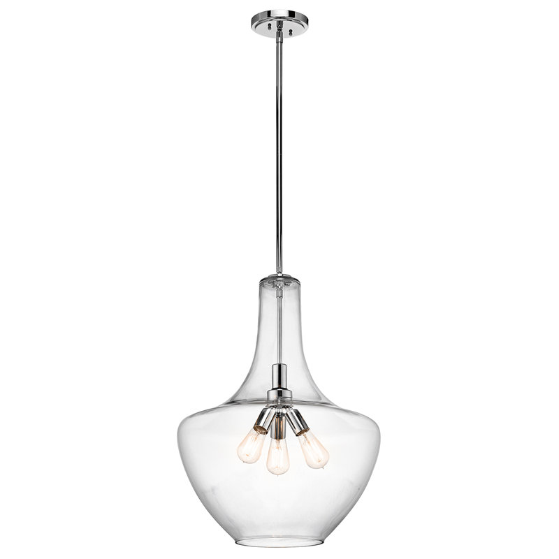 Luminaire suspendu unique à 3 lumières Moten, Chrome