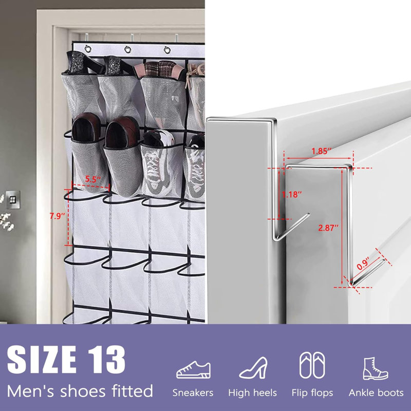 24 Pair Hanging Shoe Organizer, White