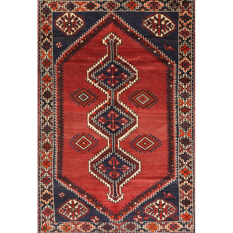 Tapis traditionnel rouge / noir Cloey, Rectangle 3 pi x 5 pi